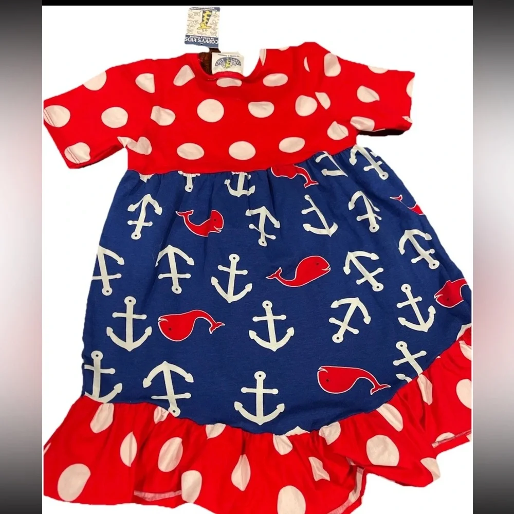 🆕Corkys kids little girls‎ size 4 cotton stretch red white blue patriotic dress